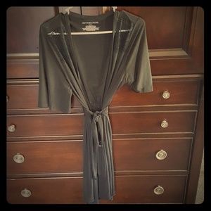 Black silky bath robe